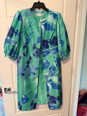 Danillo Floral Print Coat with Puff Sleeves